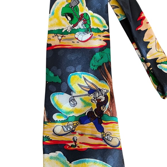 Looney Tunes Mania Silk Tie Golf Theme Vintage - Picture 3 of 6